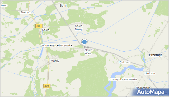 mapa Nowa Wieś, Nowa Wieś gmina Przemęt na mapie Targeo